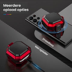 YONO Armor Hard Case geschikt voor Samsung Galaxy Buds 2 Pro (2022) - Galaxy Buds Pro (2021) - Galaxy Buds 2 (2021) - Galaxy Buds Live (2020) - Hoesje met Lock en Clip - Rood