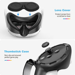 YONO Accessoires Set geschikt voor Meta Quest 3 - Grip Case Controller - Siliconen Cover Face en VR Bril - Oculus - 9in1 - Zwart