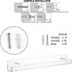 YONO Nagellak Display - Wand Rek Houder en Organizer - Gel Polish Opbergen - Transparant - 8 Stuks