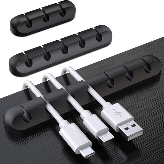 YONO Kabel Organiser Zelfklevend - Set van 3 - Kabelhouder - Kabel Management - Kabelclip Bureau - Tafel - Zwart