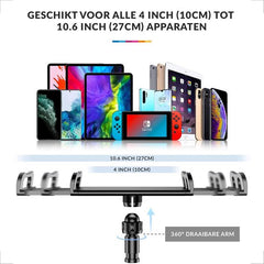 YONO Tablet Houder Flexibel - Smartphone Standaard Universeel - Statief geschikt voor Bureau Tafel en Bed - iPad - Telefoon - GSM - Zwart