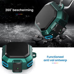 YONO Armor Hard Case geschikt voor Samsung Galaxy Buds 2 Pro (2022) - Galaxy Buds Pro (2021) - Galaxy Buds 2 (2021) - Galaxy Buds Live (2020) - Hoesje met Lock en Clip - Groen