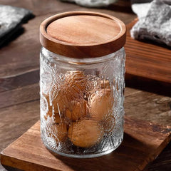 YONO Glazen Pot met Houten Deksel - 700ml - Voorraadpot Glas - Snoeppot - Voorraadpotten