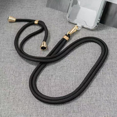 YONO Telefoonkoord Universeel – Nylon Telefoon Ketting Verstelbaar – Phone Cord – Telefoon GSM Koord - Zwart