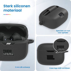 YONO Soft Case geschikt voor JBL Tune 230 NC TWS / T230NC - Hoesje met Clip - Zwart
