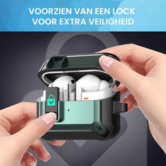 YONO Armor Hard Case geschikt voor Samsung Galaxy Buds 3 - 3 Pro - Hoesje met Lock - Donkergroen