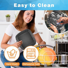 YONO Airfryer Bakjes - Vierkant Siliconen Mandje 20cm - Rechthoekig Bakpapier Accessoires - Zwart - 2 Stuks