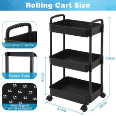 YONO keukentrolley op Wieltjes - Keuken Trolley op Wielen - Opberg Kar Organizer - Zwart