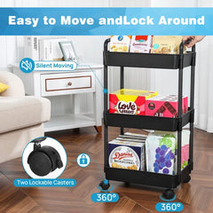 YONO keukentrolley op Wieltjes - Keuken Trolley op Wielen - Opberg Kar Organizer - Zwart
