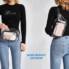 YONO Fanny Pack Doorzichtig - Heuptasje geschikt voor Festival / Reizen - Telefoontasje Crossbody - Buideltasje voor Dames en Heren – Transparant