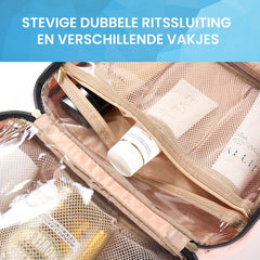 YONO Toilettas Dames XL - Travel Organizer met Haak - Make Up / Cosmetica / Beauty Tas - Lichtroze