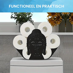 YONO Reserverolhouder Staand - Buddha Design - Toiletrolhouder - WC Rolhouder - Zwart