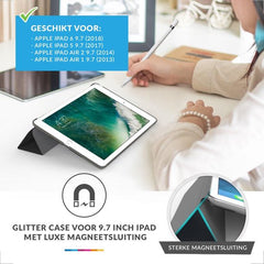 YONO Hoes geschikt voor iPad 2017 / 2018 - Air 1 / 2 - 9.7 Inch - Flip Case - Tri Fold Tablet Hoesje – Zwart