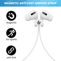 YONO Magnetische Band geschikt voor Apple Airpods - 4 3 2 1 - Pro - Siliconen Koord voor Oordopjes Draadloos - Anti Lost Strap - 80cm - Wit