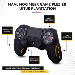 YONO Hoesje geschikt voor PS4 Controller – Skin met Thumb Grip – Zwart
