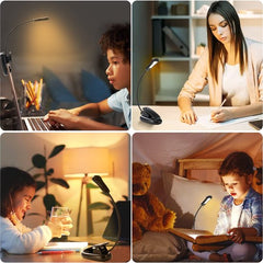 YONO Leeslampje voor Boek - op Batterijen - in Bed - met Klem - Draadloos - Klemlamp Slaapkamer - Zwart