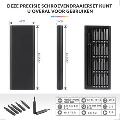 Professionele Precisie Schroevendraaierset 24-Delig Magnetisch - Gereedschap geschikt voor Laptop / Camera / Smartphone / iPhone / Tablet / Macbook / Brillen / Horloges / Uurwerk
