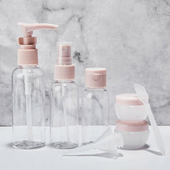 YONO Reisflesjes Set - Navulbare Reisflacons in Verschillende Maten met Toilettas - Spray Flesjes en Cosmetica Potjes voor Handbagage Vliegtuig - 8in1