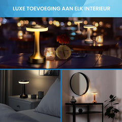 YONO Tafellamp Oplaadbaar - Lamp met Touch Functie - Slaapkamer - Woonkamer - Goud