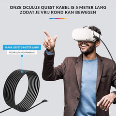 YONO Link Kabel geschikt voor Oculus Quest 2 – Accessoires – 5GBPS USB C Naar USB A 3.0 Meta Quest 2 – 5 Meter