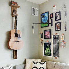 YONO Gitaar Muurbeugel met Plankje - Wandbeugel - Wandsteun Beugel - Muur Houder - Accessoires - Hout