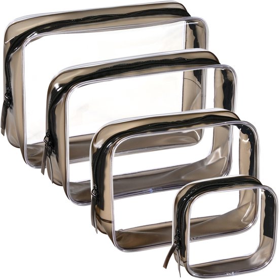 YONO Doorzichtige Toilettas Set - 4 Stuks - Reistas voor Toiletartikelen - Travel Organizer Make Up Tasjes - Transparante Toilettas - Reisset Vliegtuig Handbagage