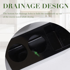 YONO Tandenborstelhouder Vrijstaand - Houder Tandenborstel - Scheermesje - Electrische - Opzetstukjes - Bakje Badkamer Organizer - Marmer Zwart