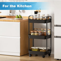 YONO keukentrolley op Wieltjes - Keuken Trolley op Wielen - Opberg Kar Organizer - Zwart