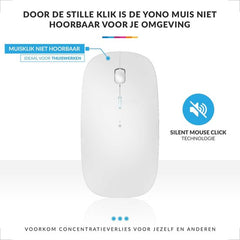 YONO Draadloze Muis met Bluetooth - Oplaadbaar - Geschikt voor Laptop, PC en Mac - Wit