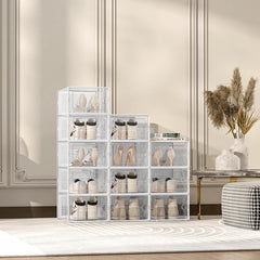 YONO Sneakerbox - Schoenenbox - Schoenen Opbergsysteem - Schoenenrek Organizer - Transparant - Wit - 1 Box