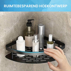 YONO Doucherek Hoek - Hangend zonder Boren - Zelfklevend Badkamer Rekje - Zwart