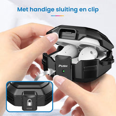 YONO Armor Hard Case geschikt voor Samsung Galaxy Buds 2 Pro (2022) - Galaxy Buds Pro (2021) - Galaxy Buds 2 (2021) - Galaxy Buds Live (2020) - Hoesje met Lock en Clip - Zwart