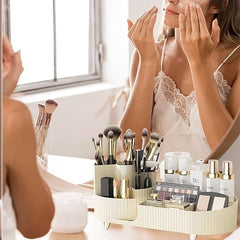 YONO Make Up Organizer Staand - Opbergsysteem voor Skincare / Parfum / Cosmetica / Lippenstift / Nagellak / Beauty Houder - Ivoorkleur