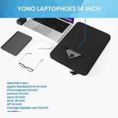 YONO Laptophoes 14 Inch - Hoes - Laptoptas - Sleeve Tas - geschikt voor Macbook Pro - Zwart