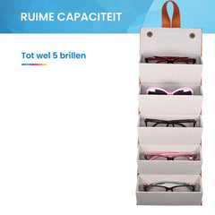 YONO Brillenkoker Hard Case voor Onderweg - Brillendoos Opbergbox tot 5 Brillen - Etui Opbergsysteem - Bruin