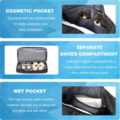 YONO Reistas Handbagage - Weekendtas 50x30x25 - Duffel Bag - Dames - Heren - Zwart