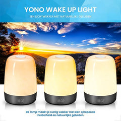YONO Wake Up Light - Lichtwekker - Digitale Wekker - met 7 Natuurgeluiden - Slaapkamer - Zwart