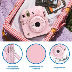 YONO Accessoires Set geschikt voor Fujifilm Instax Mini 12 - Camera Tas met Draagriem - Hoesje en Fotoalbum - Bloesem Roze