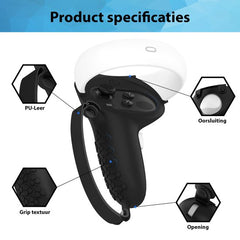 YONO Grip Case met Strap geschikt voor Oculus Quest 2 Touch Controller - Bescherming Cover Accessoires Meta Quest 2 - 2 Stuks - Zwart