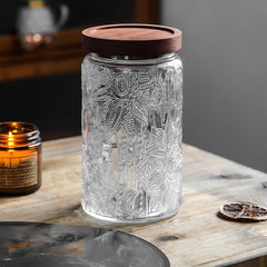 YONO Glazen Pot met Houten Deksel - 1000ml - Voorraadpot Glas - Snoeppot - Voorraadpotten