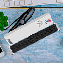 YONO Nylon Stretch Bandje geschikt voor Fitbit Versa 3 / Sense - Zwart