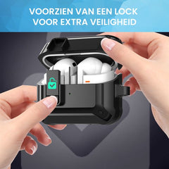 YONO Armor Hard Case geschikt voor Samsung Galaxy Buds 3 - 3 Pro - Hoesje met Lock - Zwart