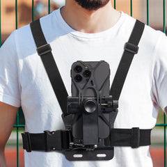 YONO Borstriem voor Telefoon - Chest Mount Smartphone Camera - Borstharnas geschikt voor GoPro - Borstband Stabalisator Strap - Zwart