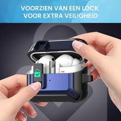 YONO Armor Hard Case geschikt voor Samsung Galaxy Buds 3 - 3 Pro - Hoesje met Lock - Donkerblauw