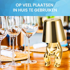 YONO Decoratieve Tafellamp Oplaadbaar - Nachtlampje Slaapkamer - Bureaulamp Woonkamer - Woondecoratie Beelden en Figuren - Waar - Goud