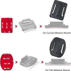 YONO Adhesive Stickers geschikt voor GoPro - Action Camera Mounts - Flat - Curved - Accessoires - 6 stuks