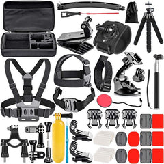 YONO Accessoires Set 50in1 geschikt voor GoPro Hero 13 12 11 10 - DJI Osmo - Insta360 - Chest Mount - Stick - Tas - Hoofdband