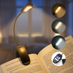 YONO Leeslampje voor Boek - op Batterijen - in Bed - met Klem - Draadloos - Klemlamp Slaapkamer - Zwart
