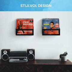 YONO LP Opbergsysteem Metaal - Houder aan de Muur - Platen Standaard - Display - Vinyl Rek - Platenhouder - Zwart