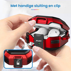 YONO Armor Hard Case geschikt voor Samsung Galaxy Buds 2 Pro (2022) - Galaxy Buds Pro (2021) - Galaxy Buds 2 (2021) - Galaxy Buds Live (2020) - Hoesje met Lock en Clip - Rood